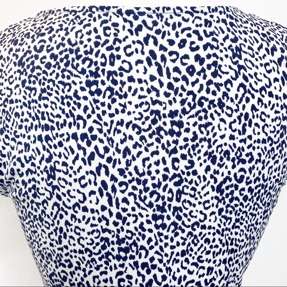 Kaileigh Navy & White Leopard Peplum Blouse - Picture 5 of 6